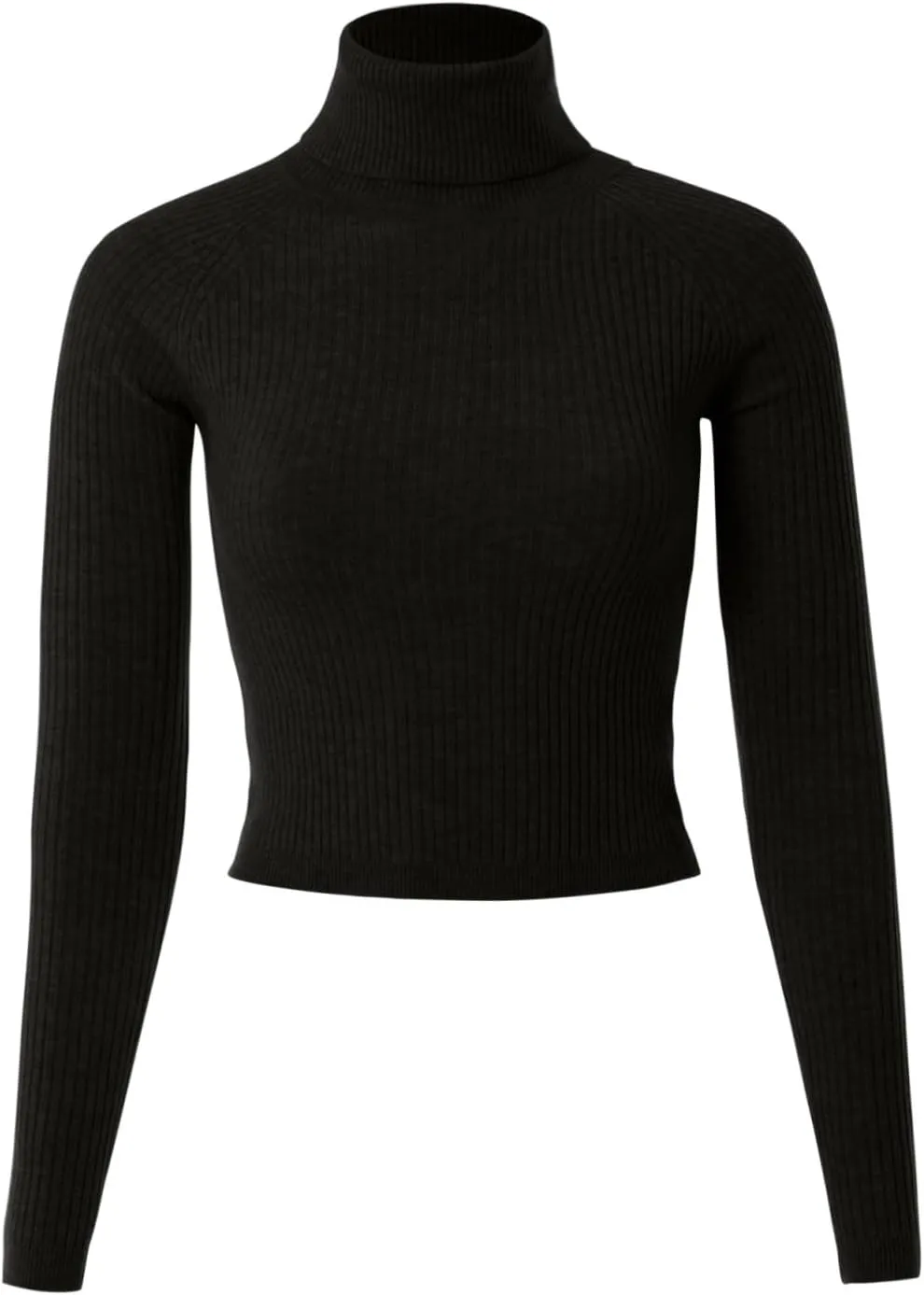 MixMatchy Women's Ribbed Turtle Neck Crop Top