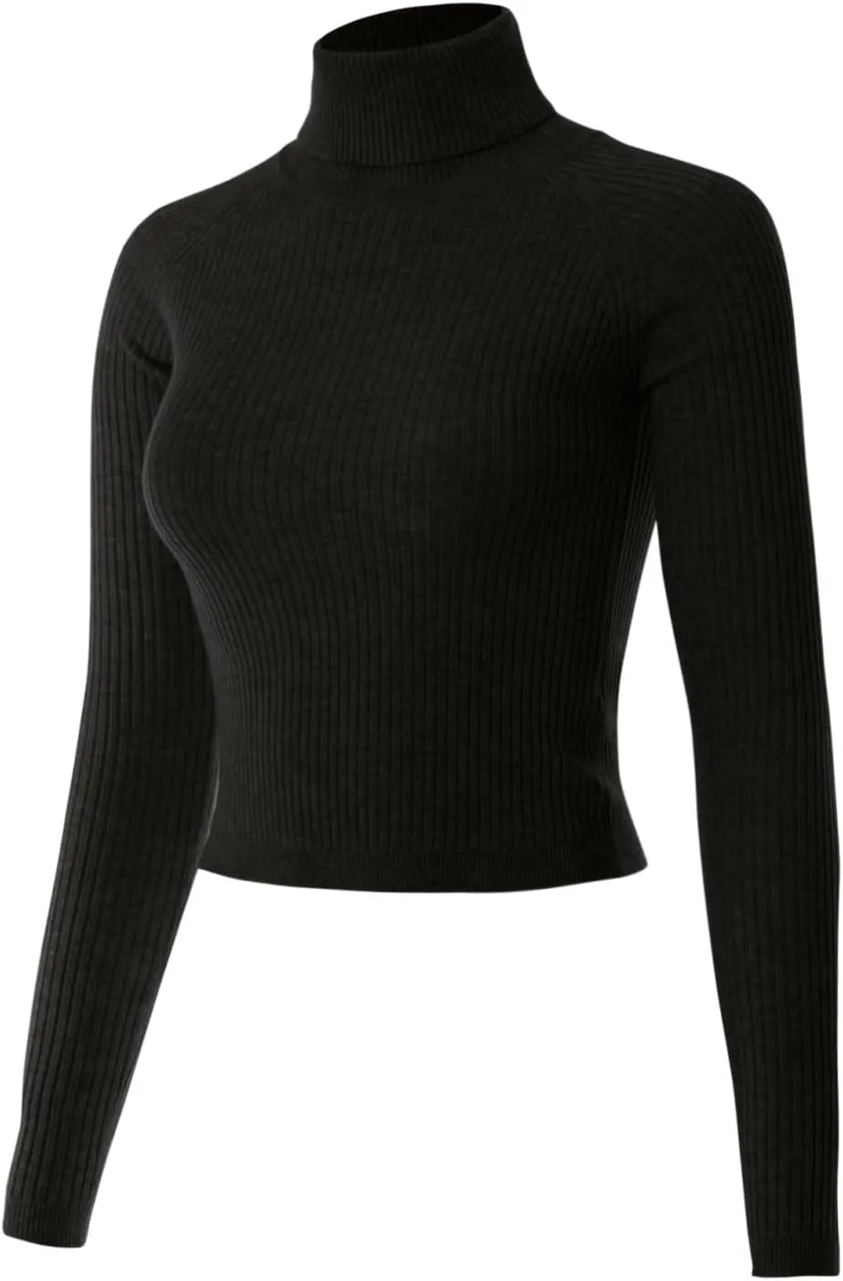 MixMatchy Women's Ribbed Turtle Neck Crop Top