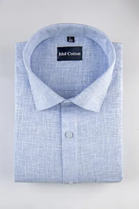Natural linen cotton White thread light blue Colour 
