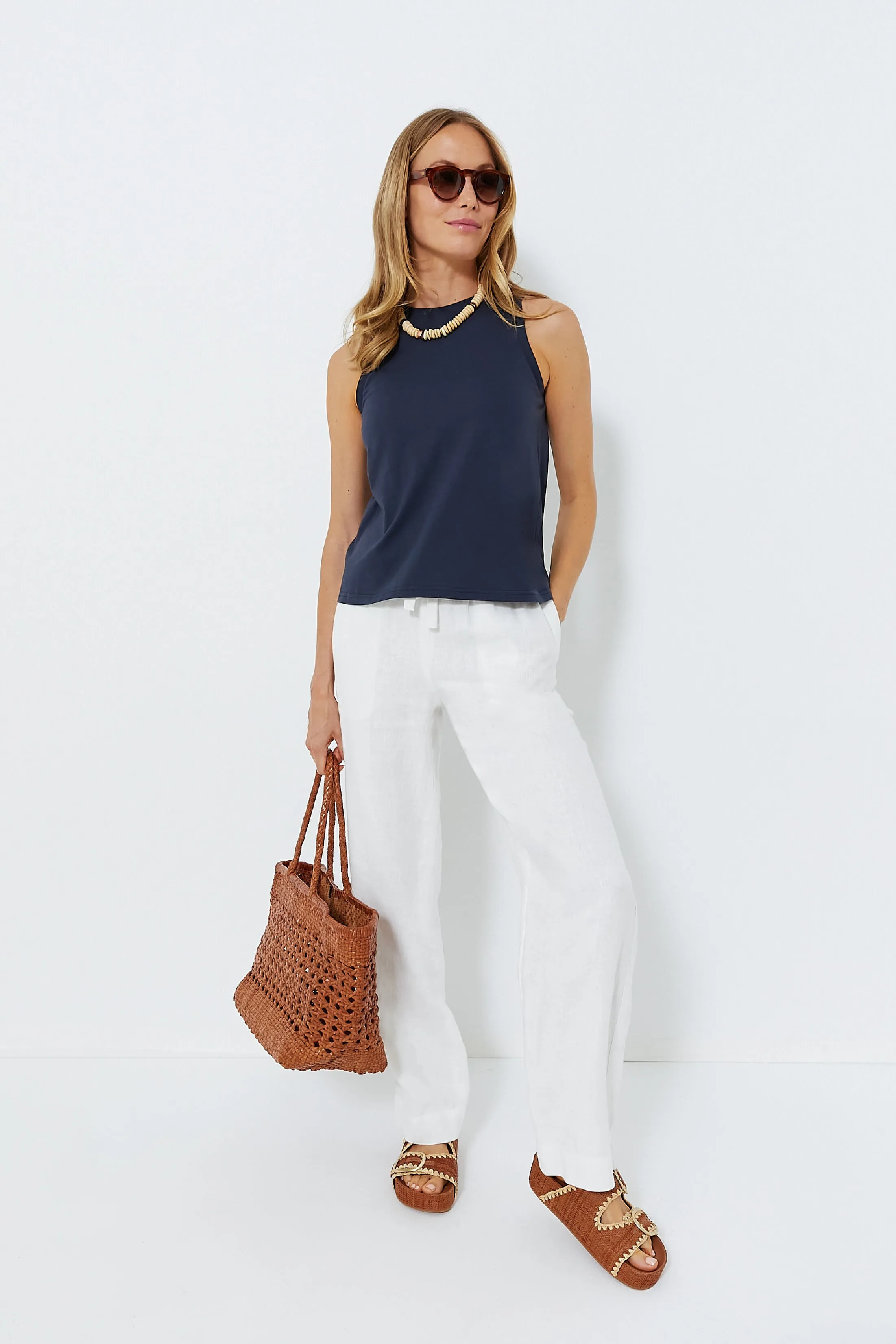 Navy Anthos Cotton Tank