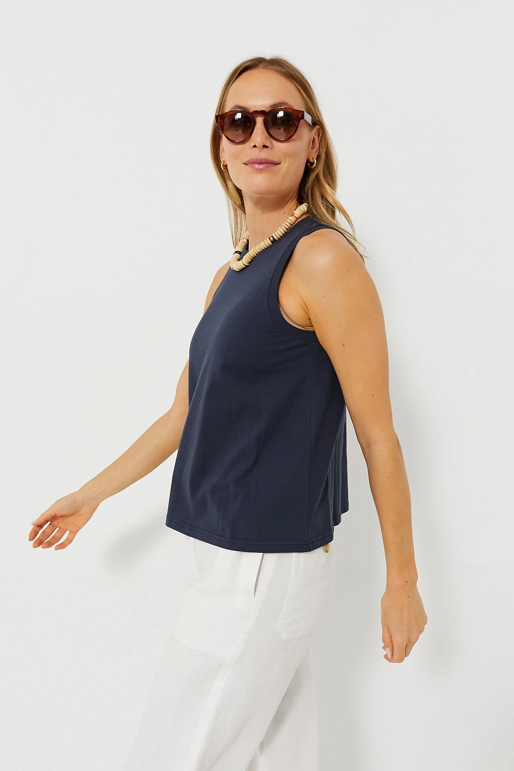 Navy Anthos Cotton Tank