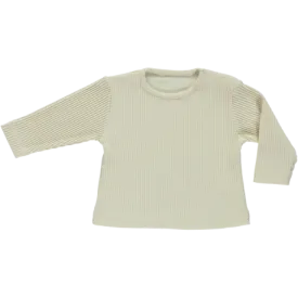 Olive Ribbed T-shirt - Almond Milk