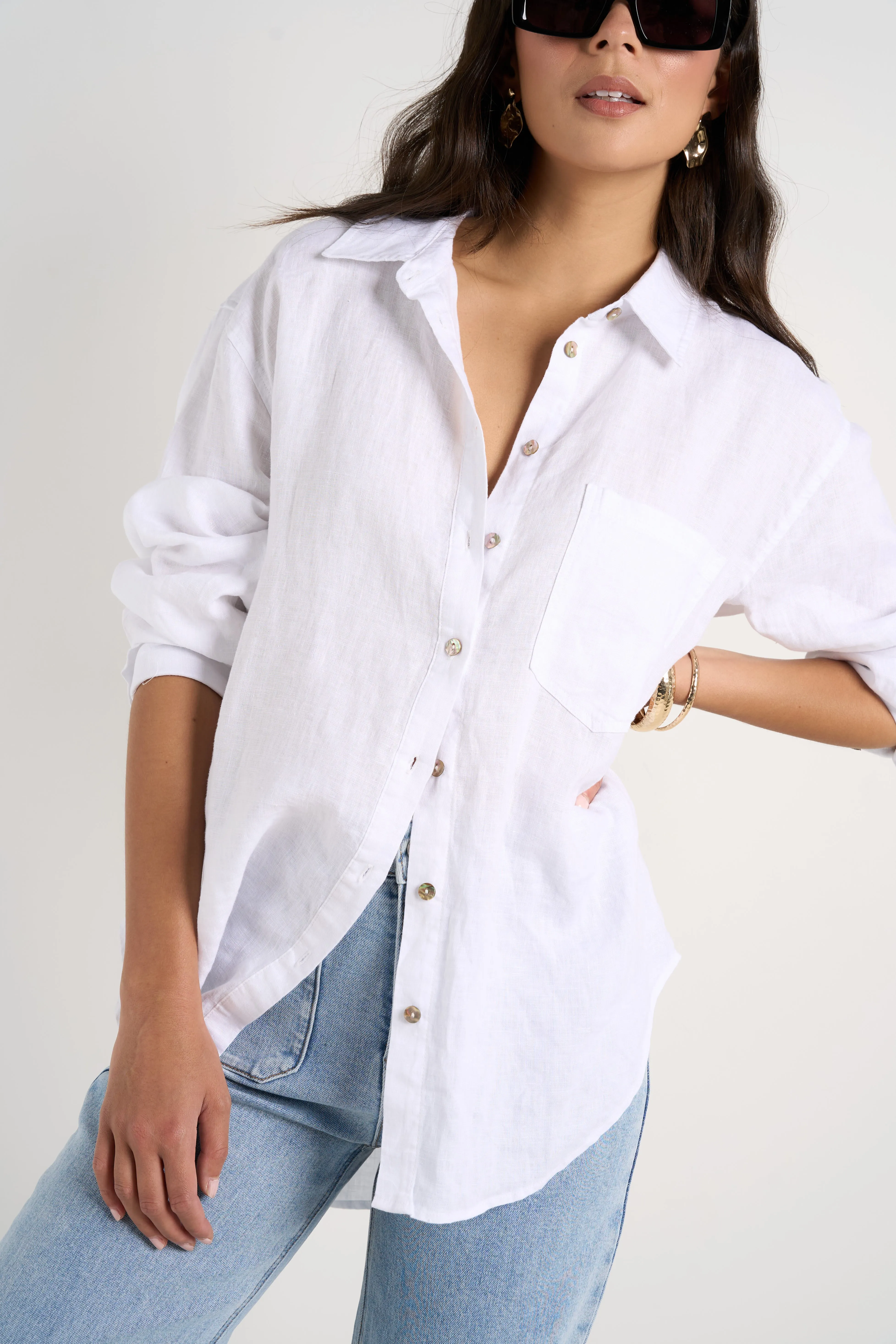 Optimum White Linen Oversized Shirt