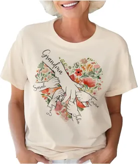 Personalized Grandma Shirt with Kid's Name, Custom Mom Shirt for Mother's Day, Women Gift Shirt for Nana Mimi Gigi Mama