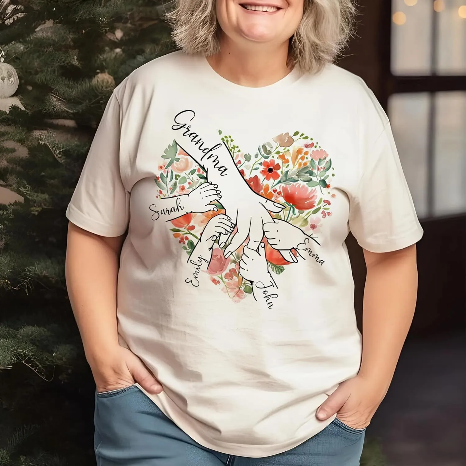Personalized Grandma Shirt with Kid's Name, Custom Mom Shirt for Mother's Day, Women Gift Shirt for Nana Mimi Gigi Mama