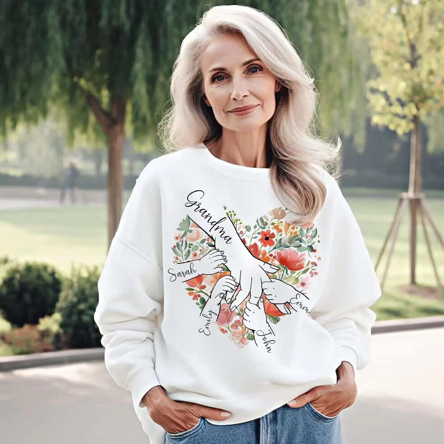 Personalized Grandma Shirt with Kid's Name, Custom Mom Shirt for Mother's Day, Women Gift Shirt for Nana Mimi Gigi Mama