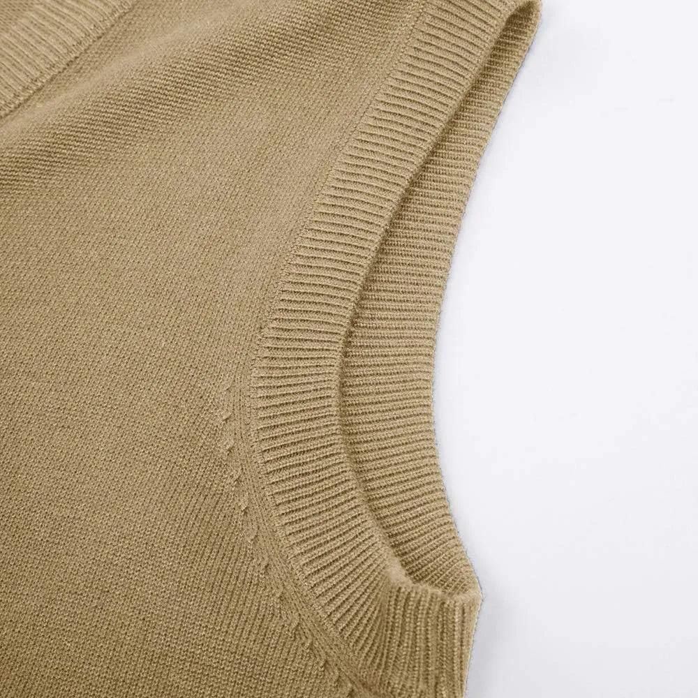 PJ PAUL JONES Mens V-Neck Knitted Sweater Vest Solid Plain Sleeveless Pullover Knitwear