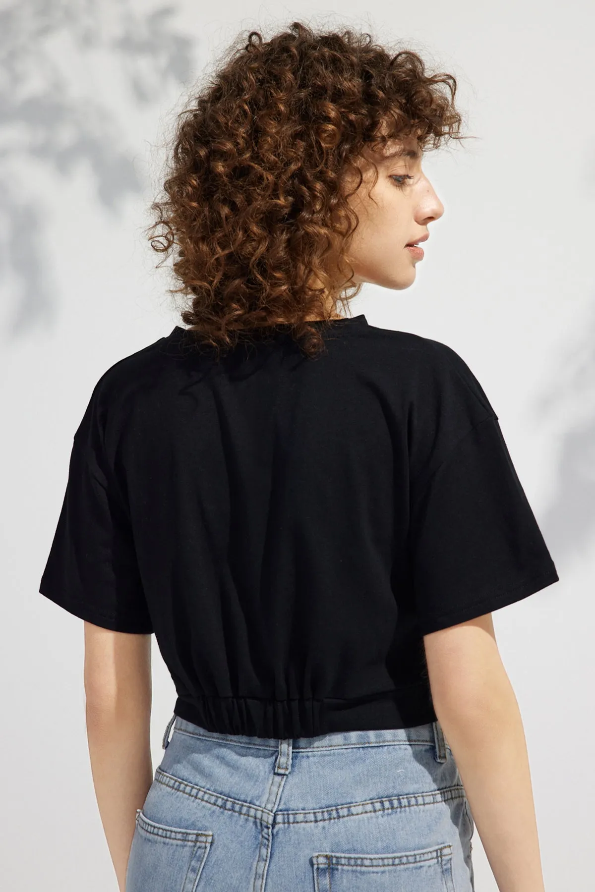 Plain Twist Front Short Sleeve T Shirt