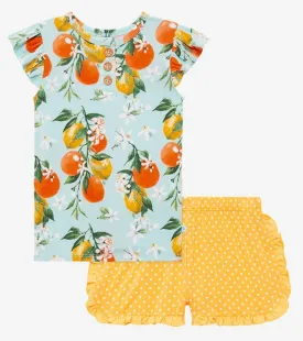Posh Peanut Mirabella Henley Ruffled Capsleeve Top & Ruffled Varsity Short Posh Peanut Mirabella Henley Ruffled Capsleeve Top & Ruffled Varsity Short
