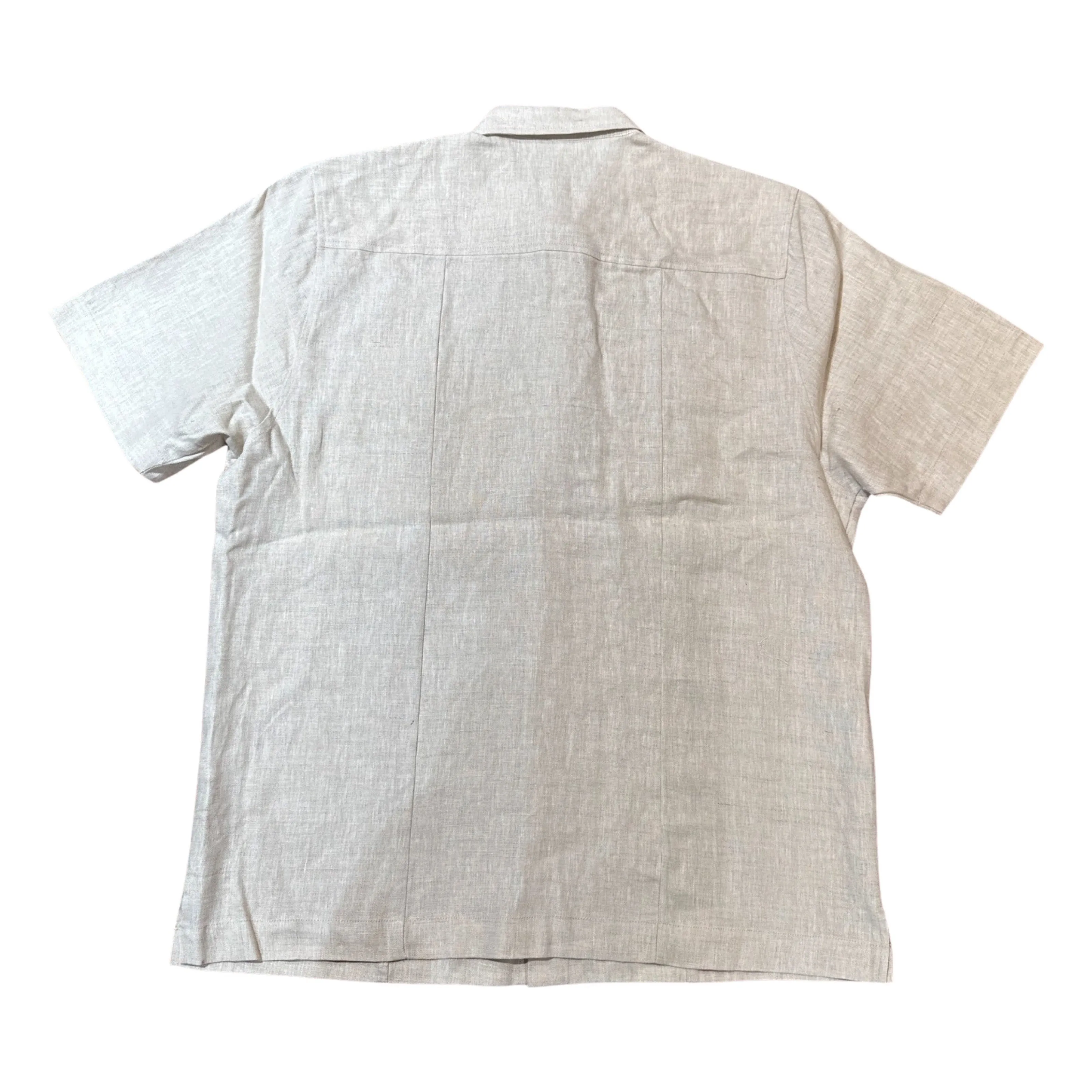 Prestige Oatmeal Double Pocket Button Up Linen Shirt