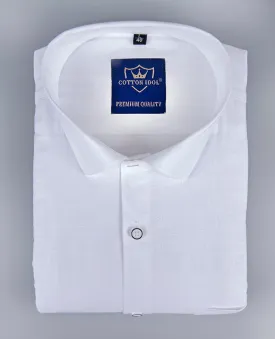 Pure white linen cotton twill slub
