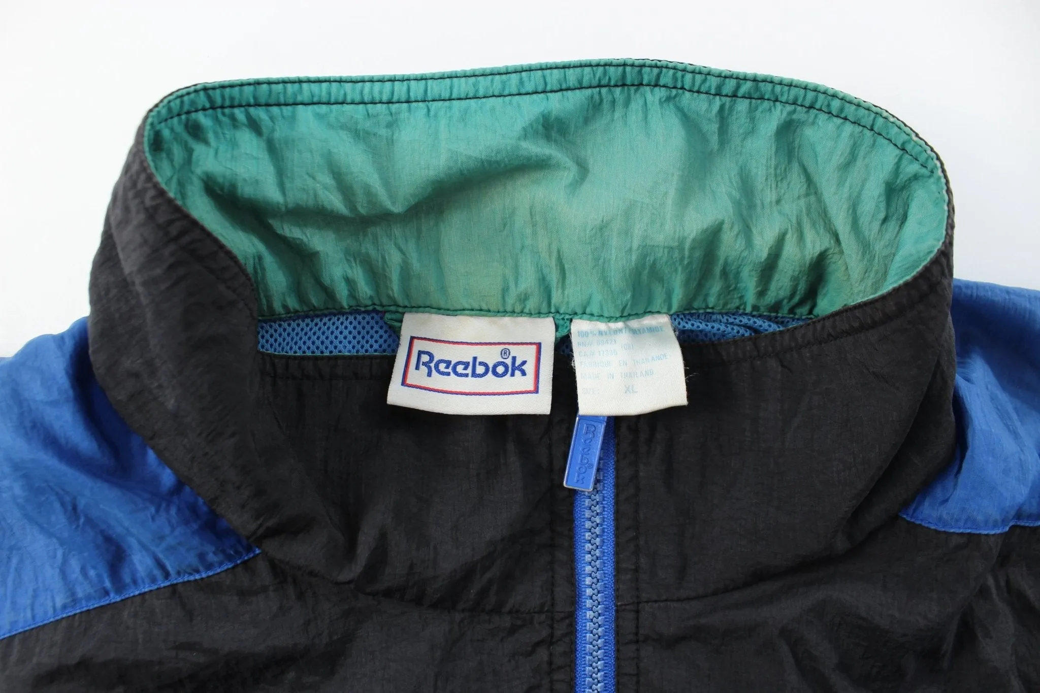 Reebok Embroidered Logo Black & Blue Zip Up Jacket