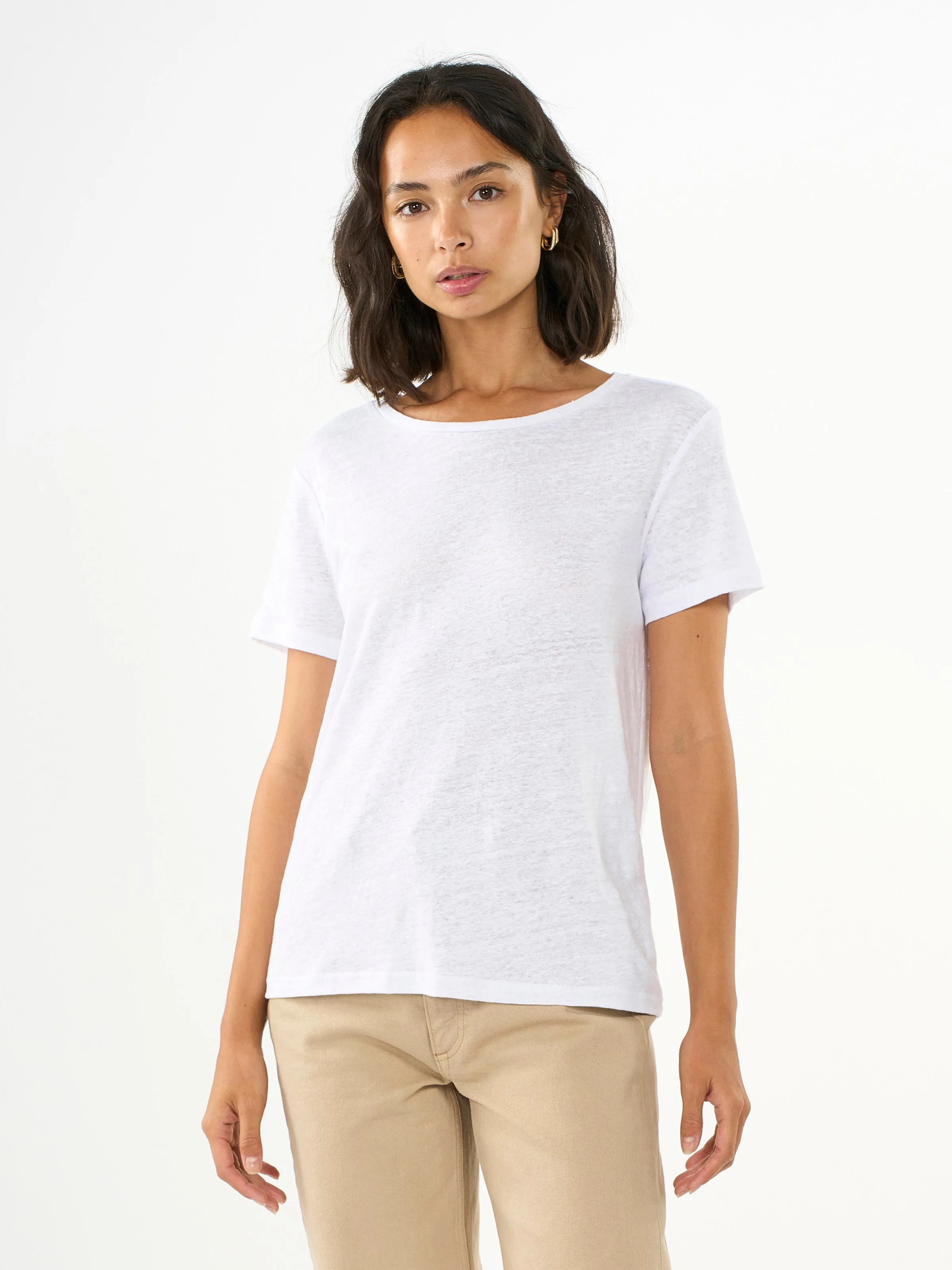 Reg linen t-shirt - Bright White