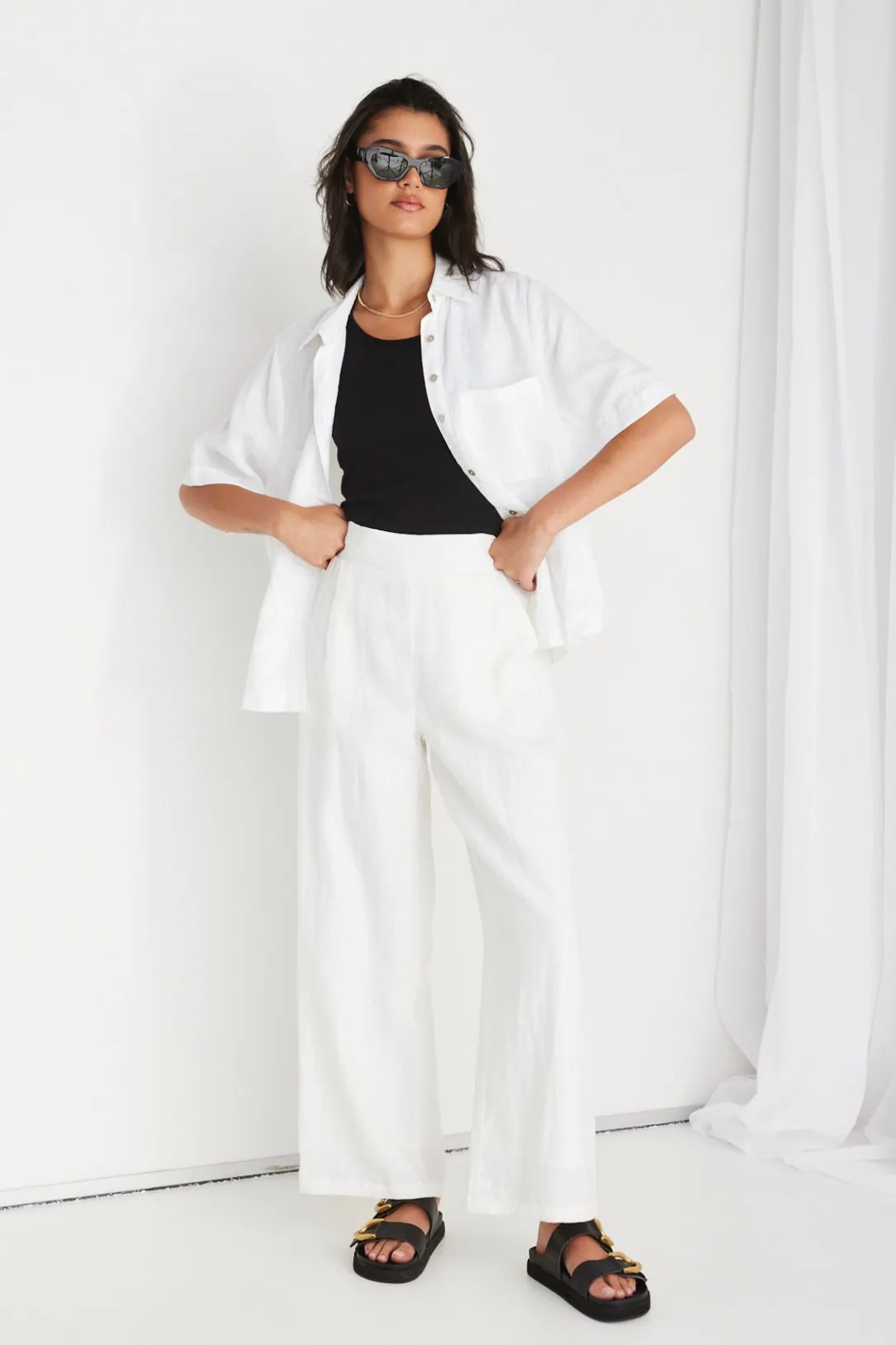 Response White Linen SS Boxy Shirt
