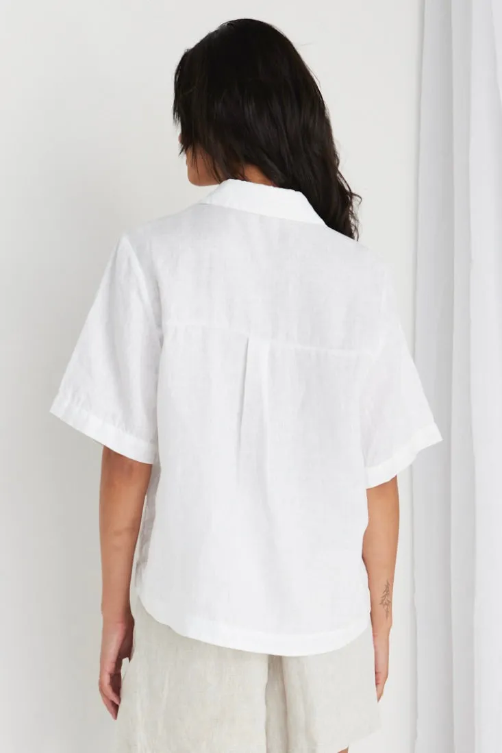Response White Linen SS Boxy Shirt