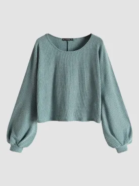 Ribbed knit crew neck sweater