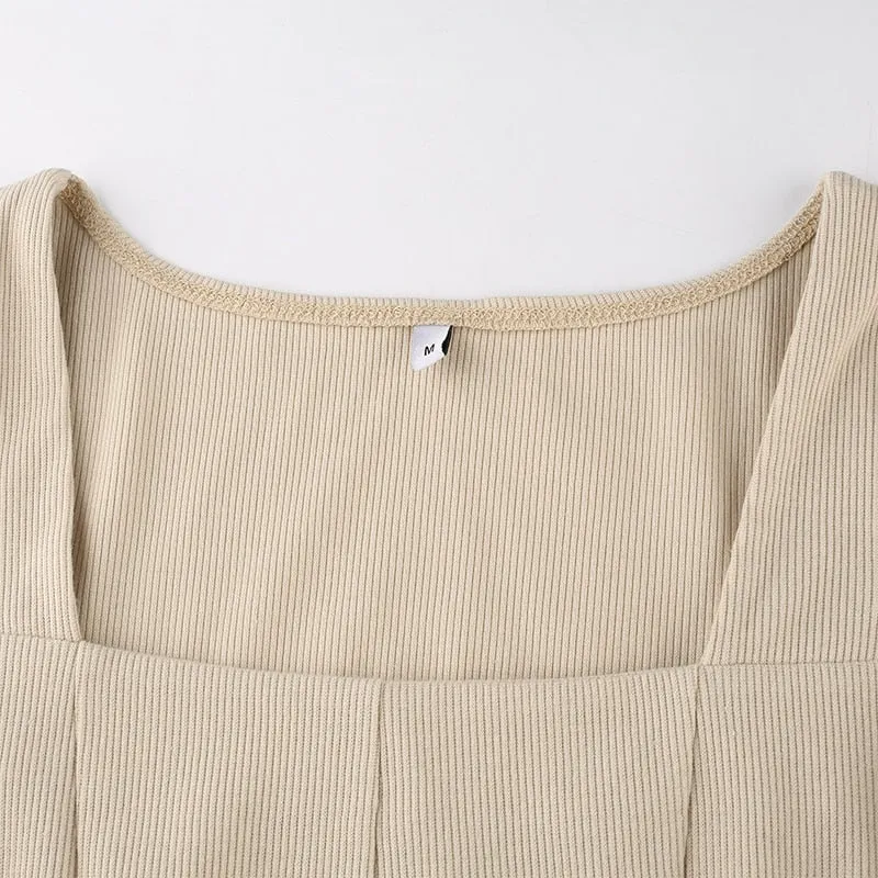 Ribbed Knitted Long Sleeve Dress