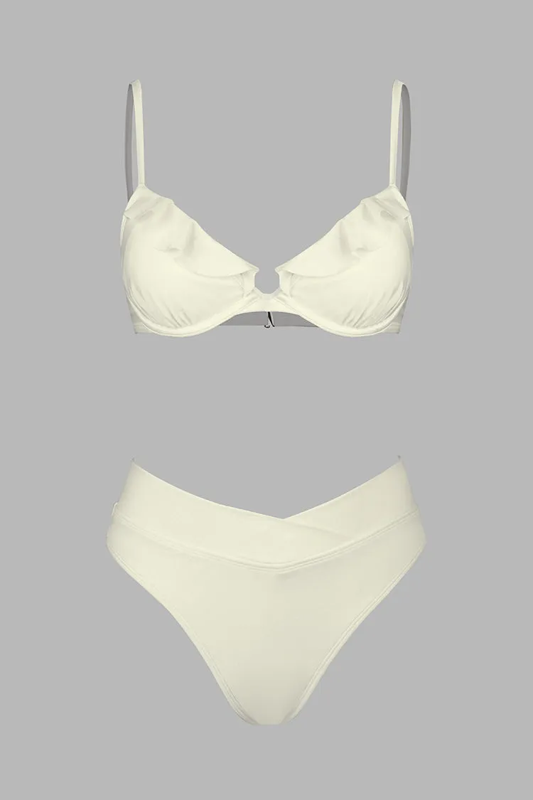 Ruffled Underwire Top & High Waist Bikini Set