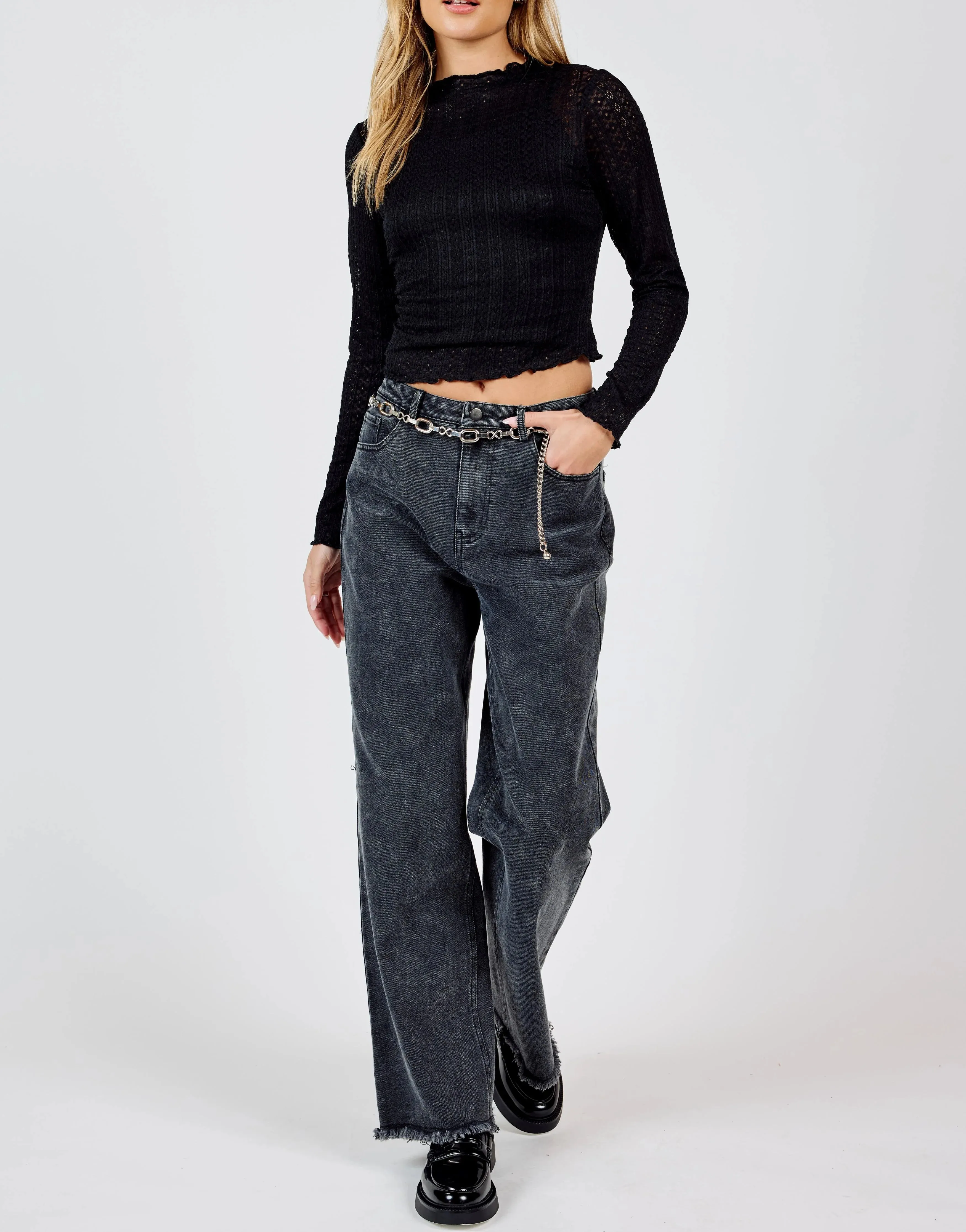 Sadie and Sage - Flagship Stretch Lace Long Sleeve Top