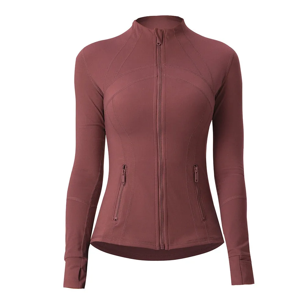 Seamless Long Sleeve Zip Yoga Shirts Anti-Shrink Fitness Sport Top Jacket For Woman Push Up Activewear Running Clothes v1
