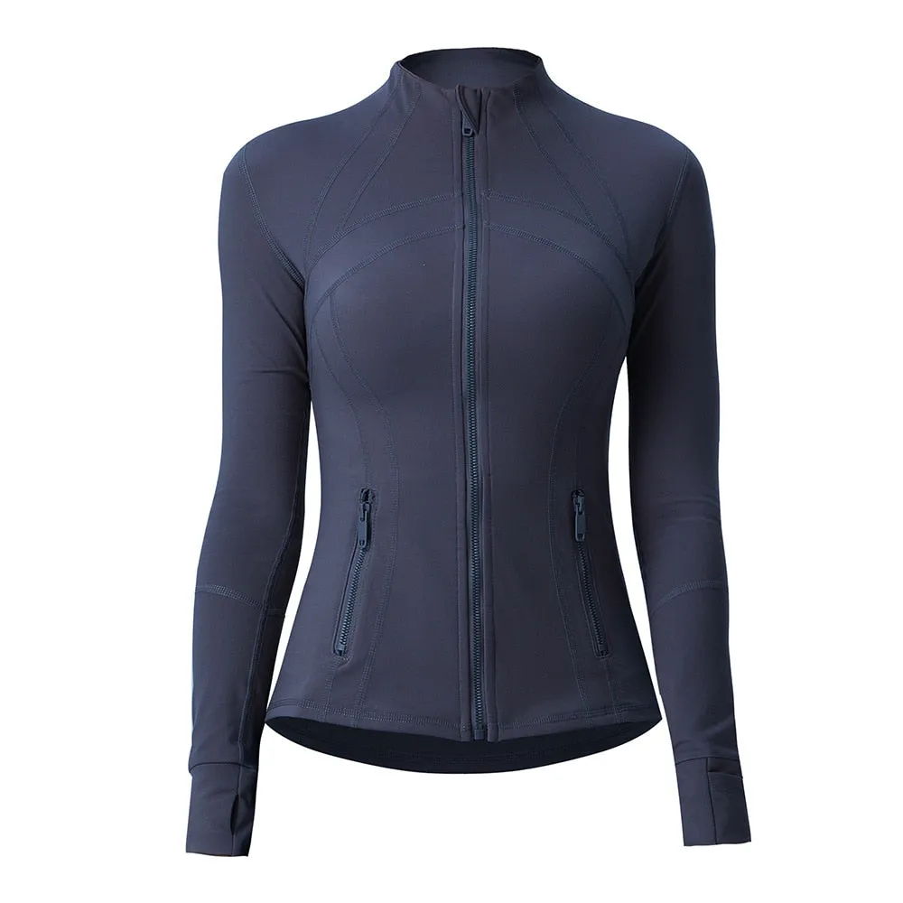Seamless Long Sleeve Zip Yoga Shirts Anti-Shrink Fitness Sport Top Jacket For Woman Push Up Activewear Running Clothes v1