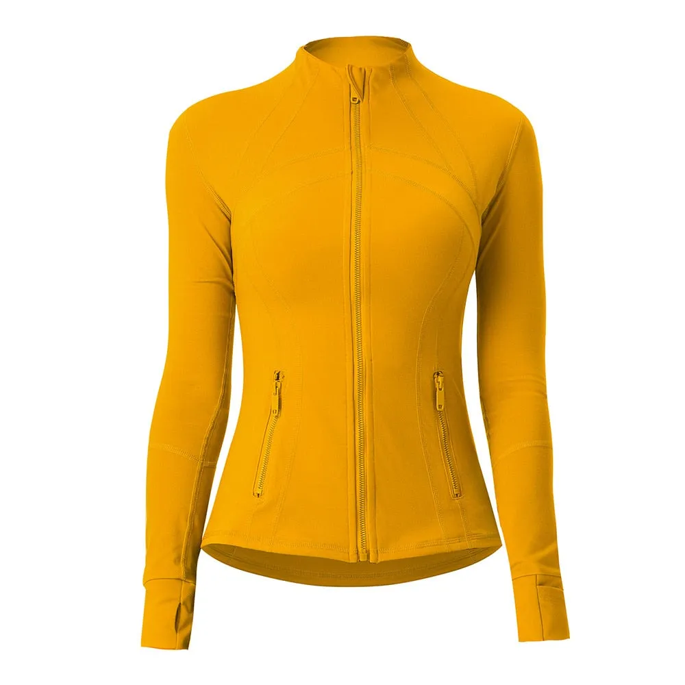 Seamless Long Sleeve Zip Yoga Shirts Anti-Shrink Fitness Sport Top Jacket For Woman Push Up Activewear Running Clothes v1