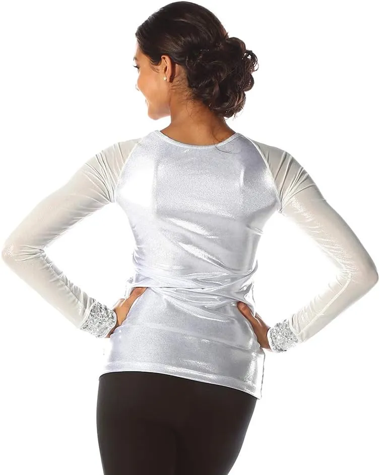 Sequin Baseball Long Sleeve Top for Women