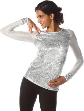Sequin Baseball Long Sleeve Top for Women