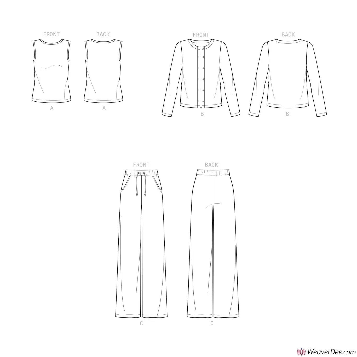 Simplicity Pattern S9272 Misses' Knit Cardigan Top & Trousers