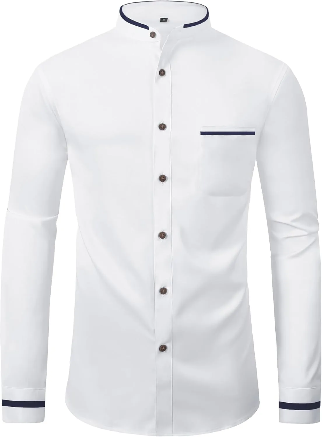 SWISSWELL Mandarin Collar Dress Shirt for Men Clergy Shirt Collarless Button Down Business Casual Shirts