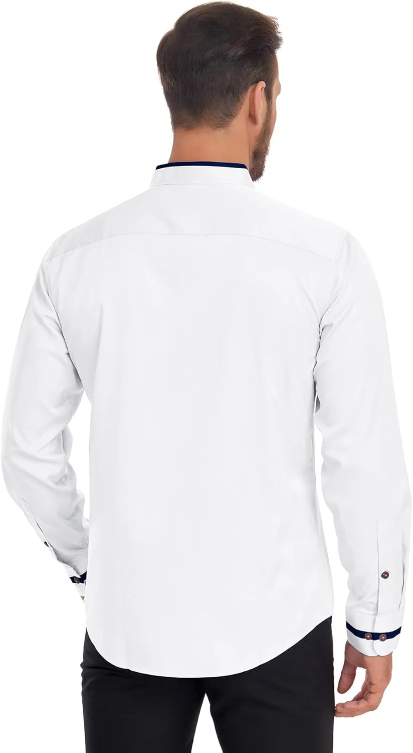 SWISSWELL Mandarin Collar Dress Shirt for Men Clergy Shirt Collarless Button Down Business Casual Shirts