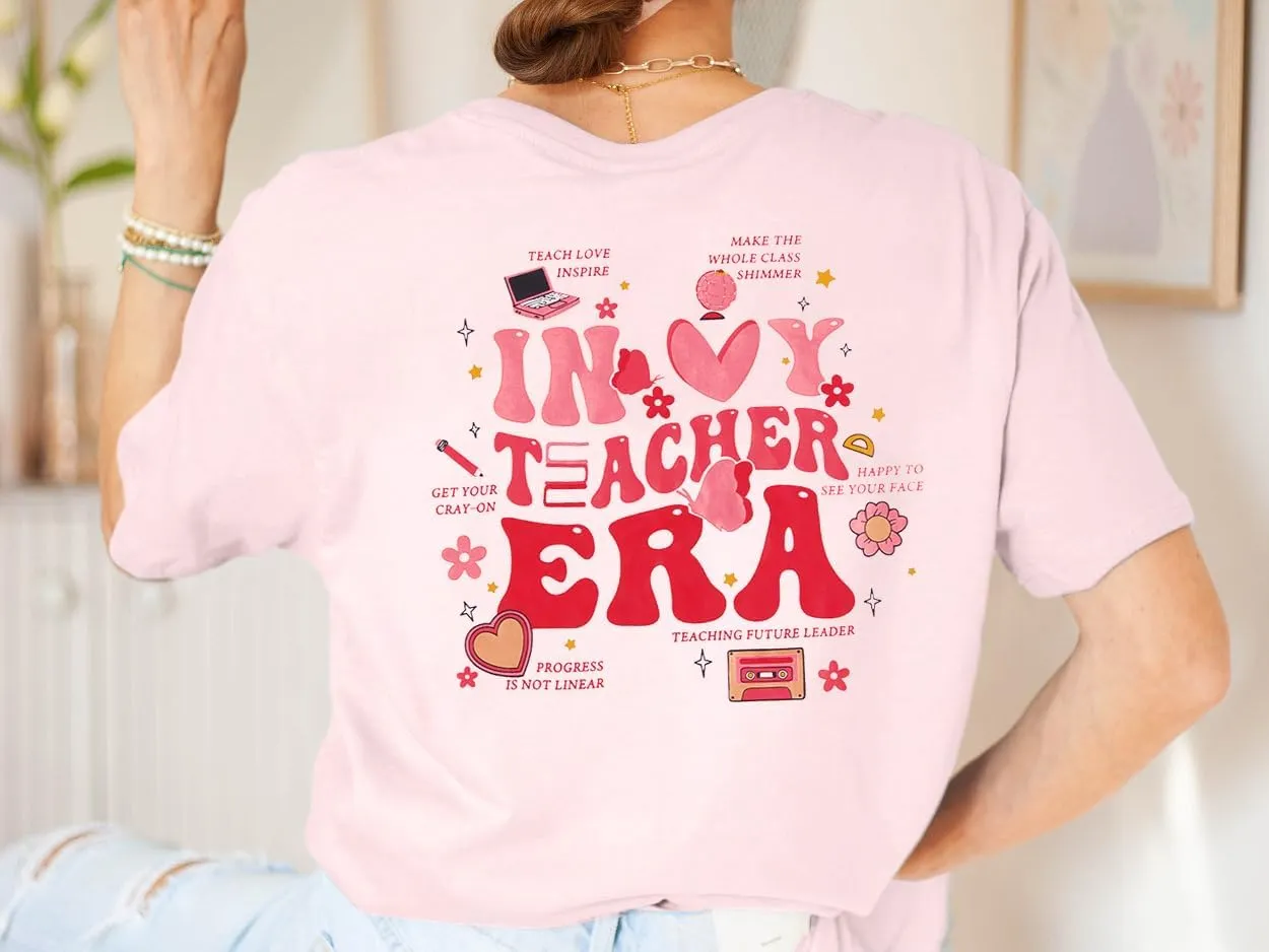 Teacher Shirt Women Teachers T-Shirt: in My Teacher Era Shirt Oversize Preschool Kindergarten Teaching Life Tees Tops