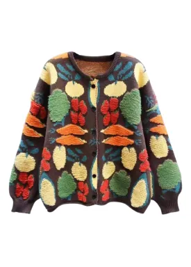 The Edit - Oversized Veggie Knit Cardigan in Brown