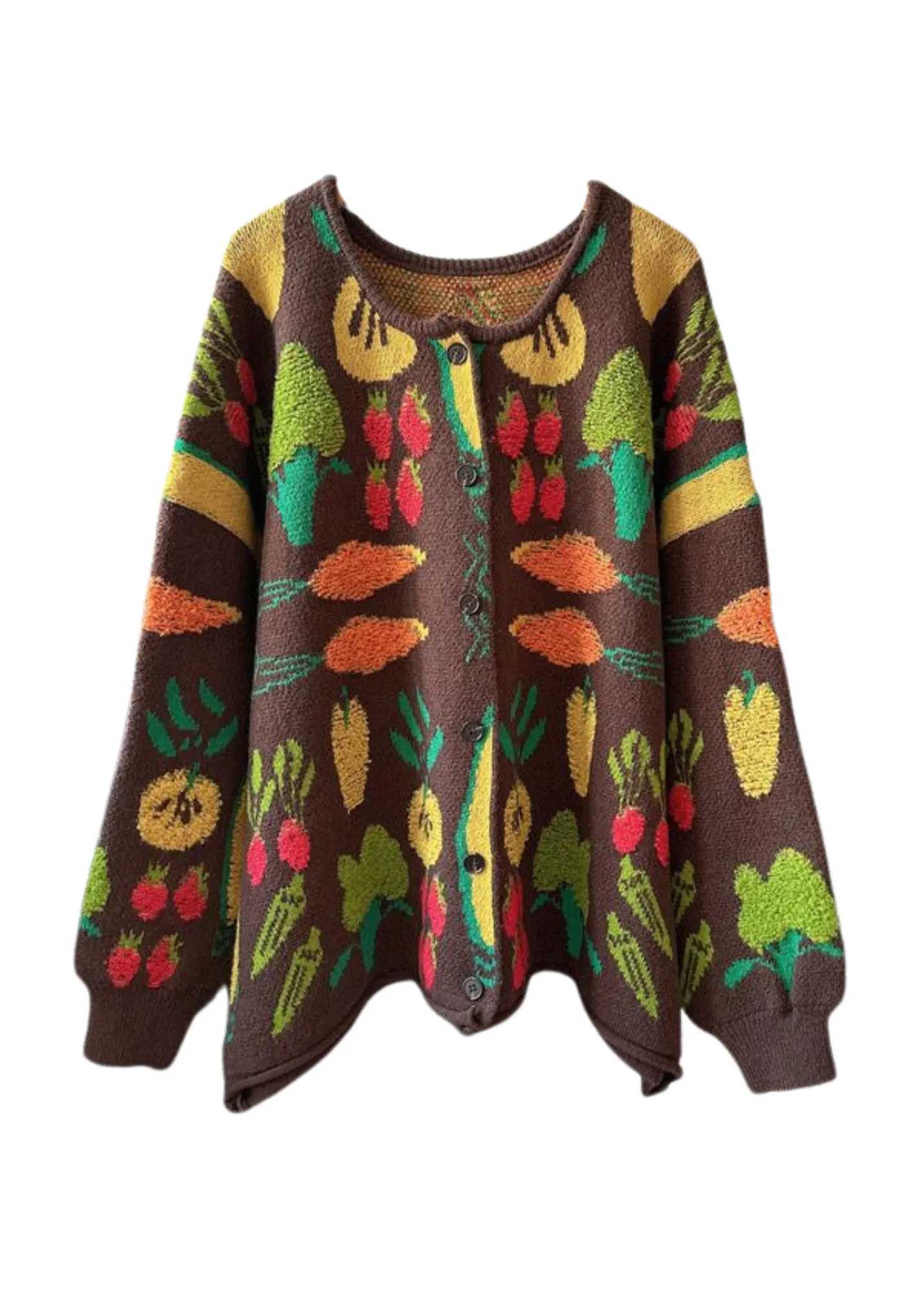 The Edit - Oversized Veggie Knit Cardigan in Brown