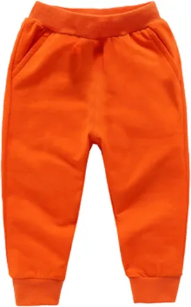 Toddler Girls Boy's Sweatpants Baby Cotton Pull on Jogger Pants Kids Solid Elastic Waist Loose Athletic Trousers