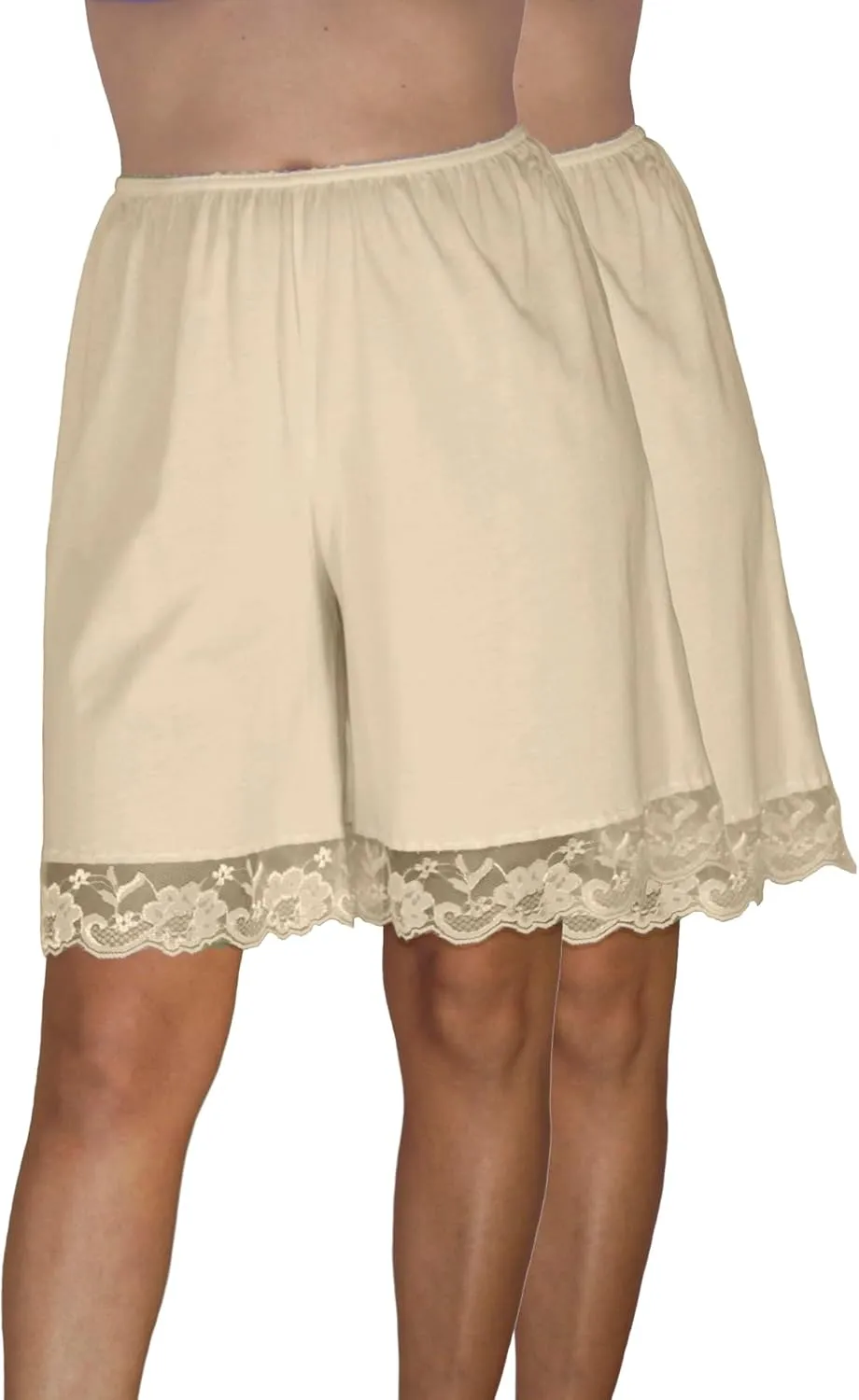 Underworks Pettipants Cotton Knit Culotte Slip Bloomers Split Skirt 9-inch Inseam