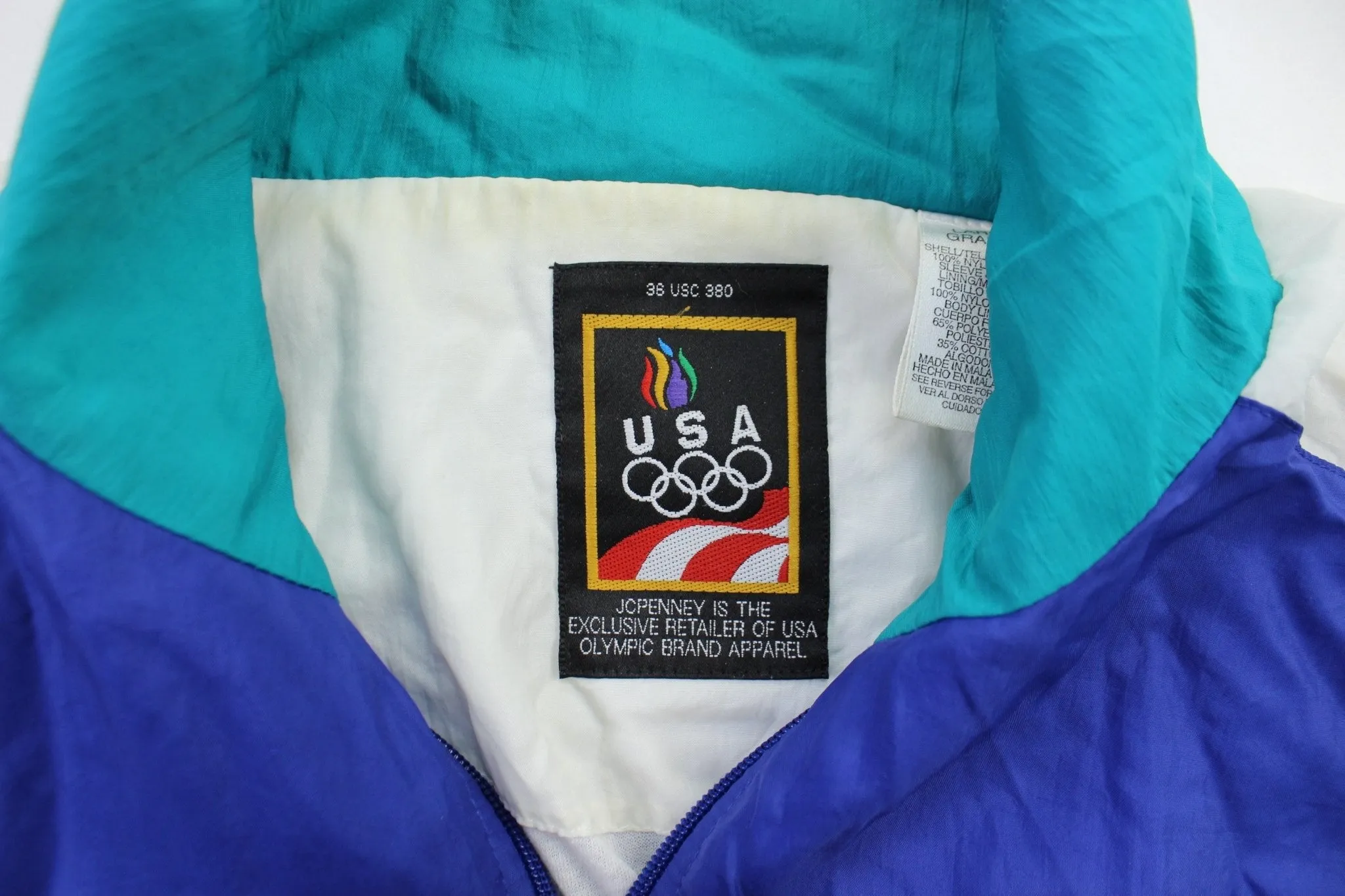 USA Olympics Embroidered Logo Blue, Teal, & White Jacket