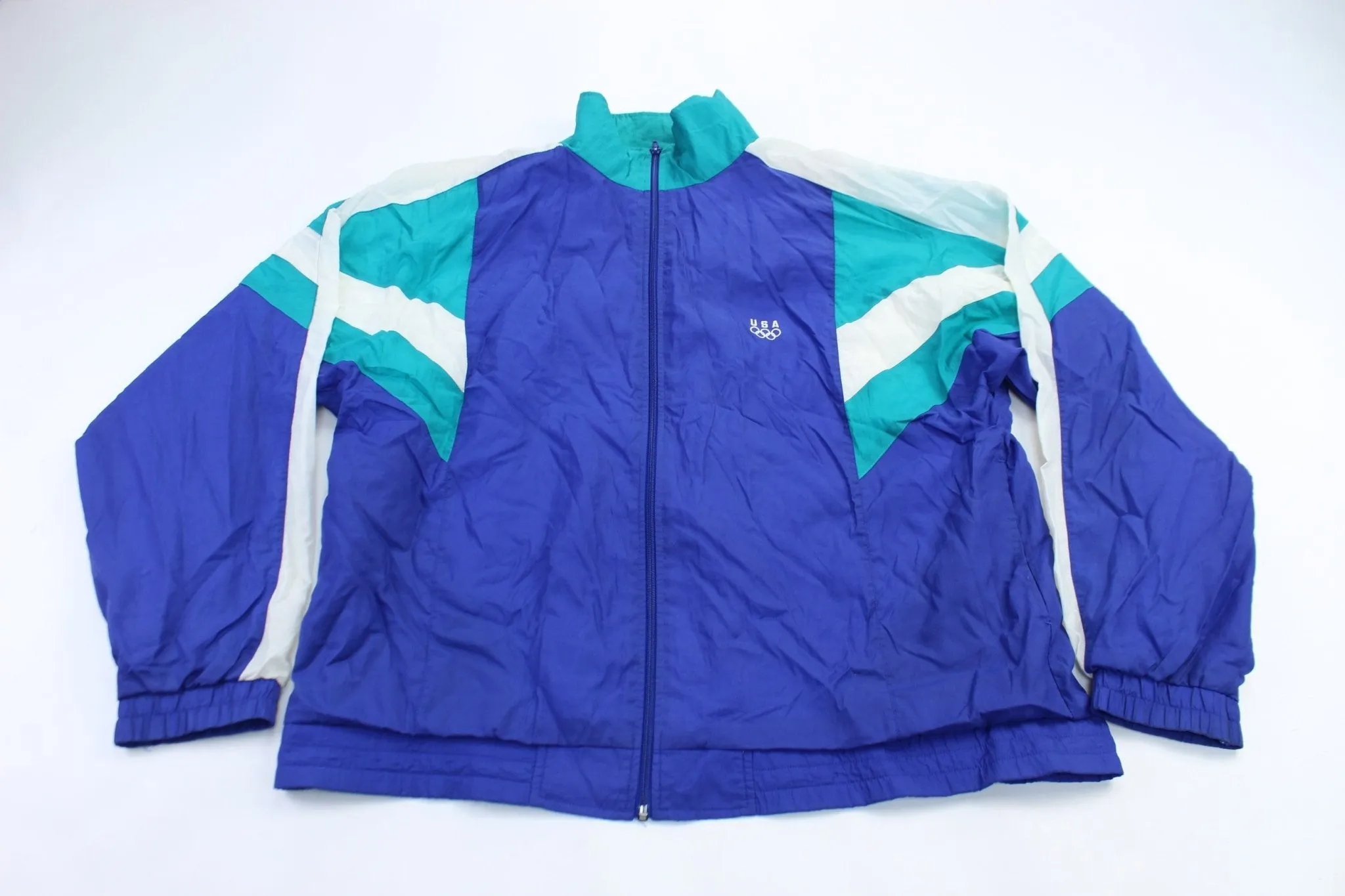 USA Olympics Embroidered Logo Blue, Teal, & White Jacket