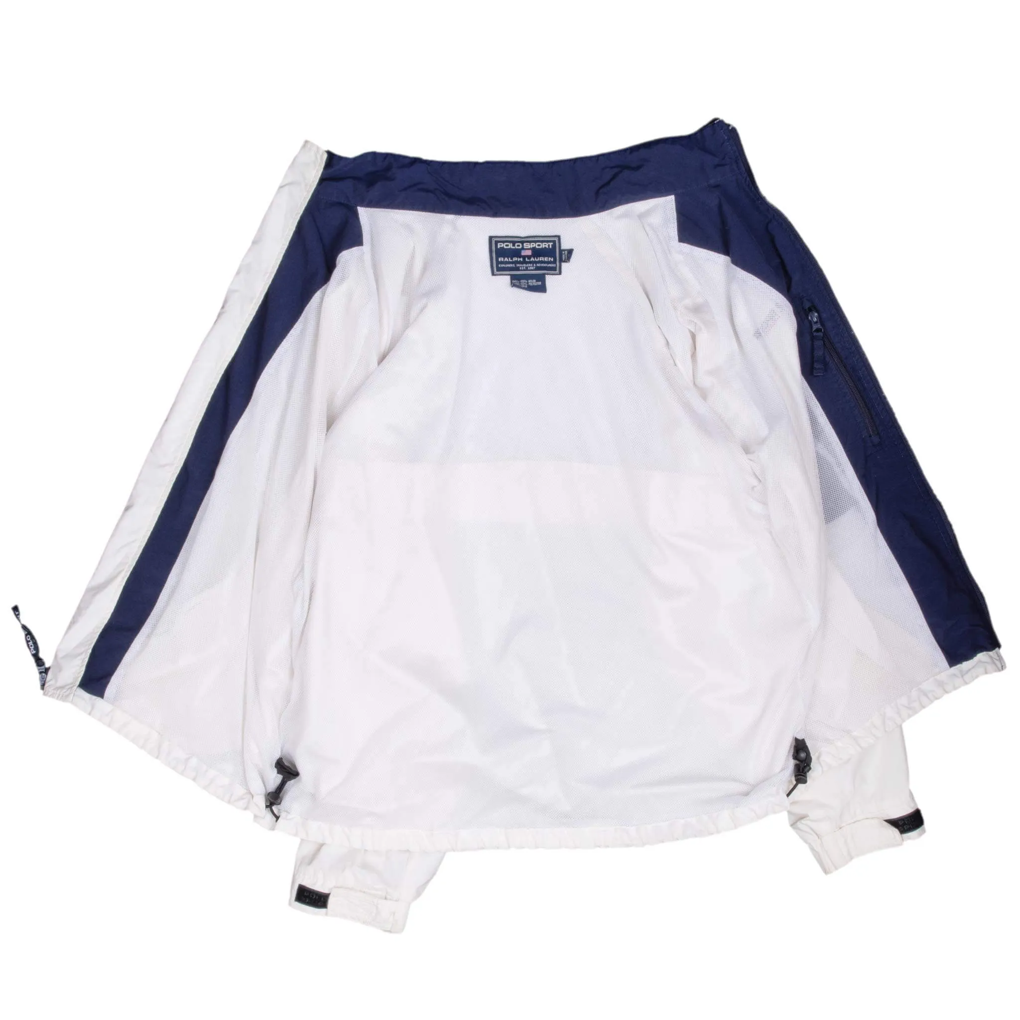 VINTAGE POLO SPORT RALPH LAUREN WHITE WINDBREAKER JACKET 1990S LARGE