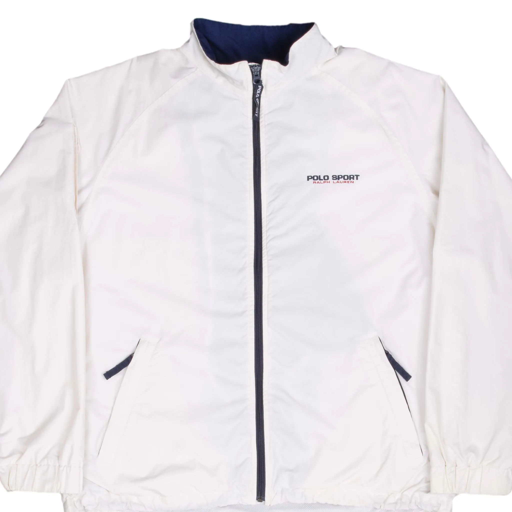VINTAGE POLO SPORT RALPH LAUREN WHITE WINDBREAKER JACKET 1990S LARGE