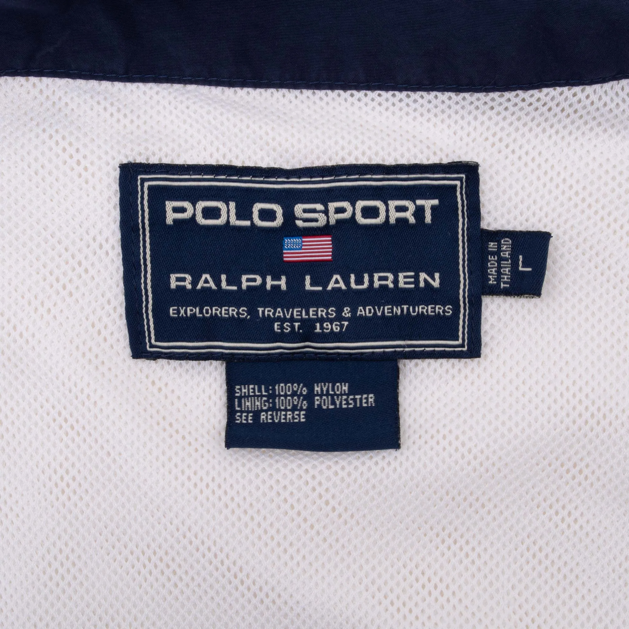 VINTAGE POLO SPORT RALPH LAUREN WHITE WINDBREAKER JACKET 1990S LARGE