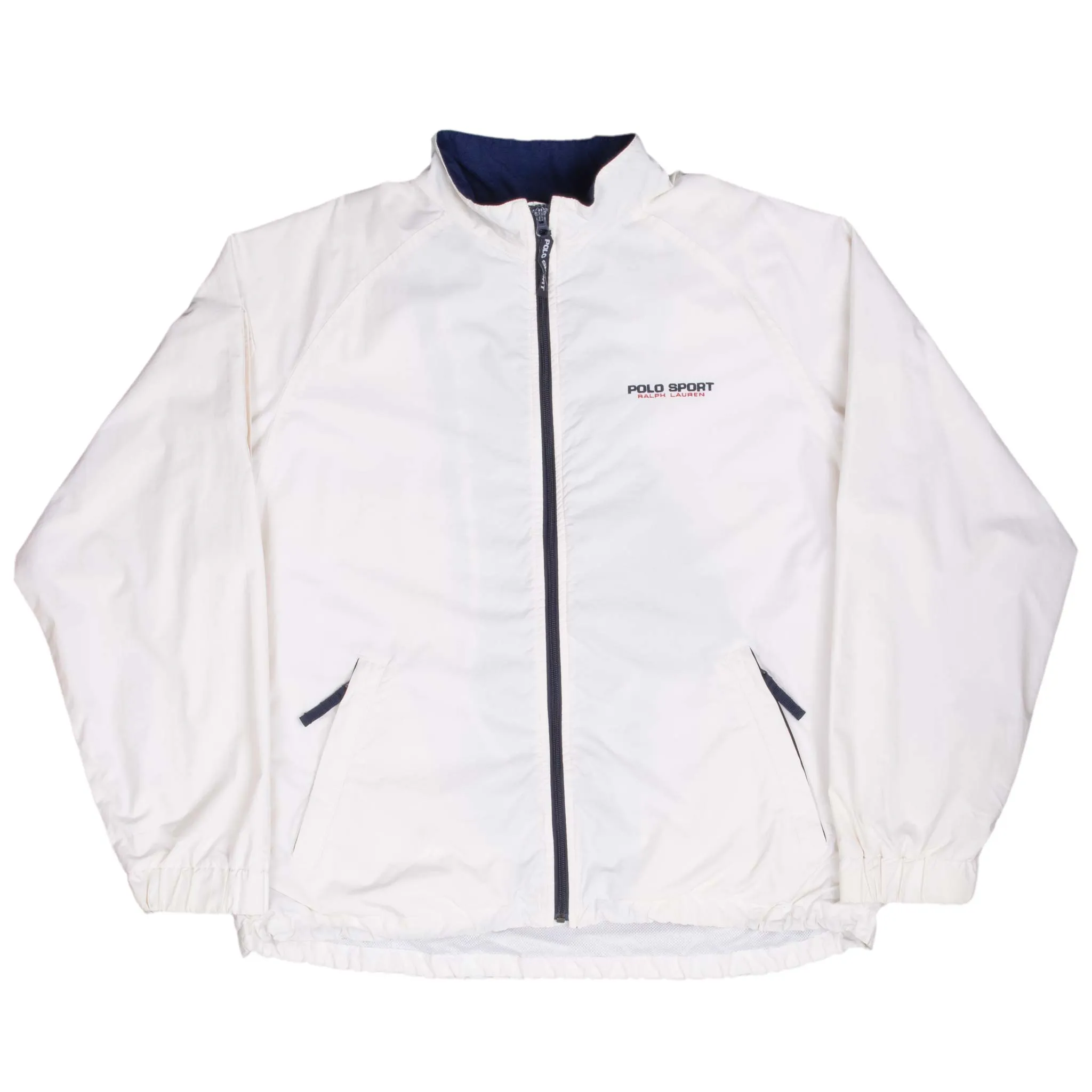 VINTAGE POLO SPORT RALPH LAUREN WHITE WINDBREAKER JACKET 1990S LARGE