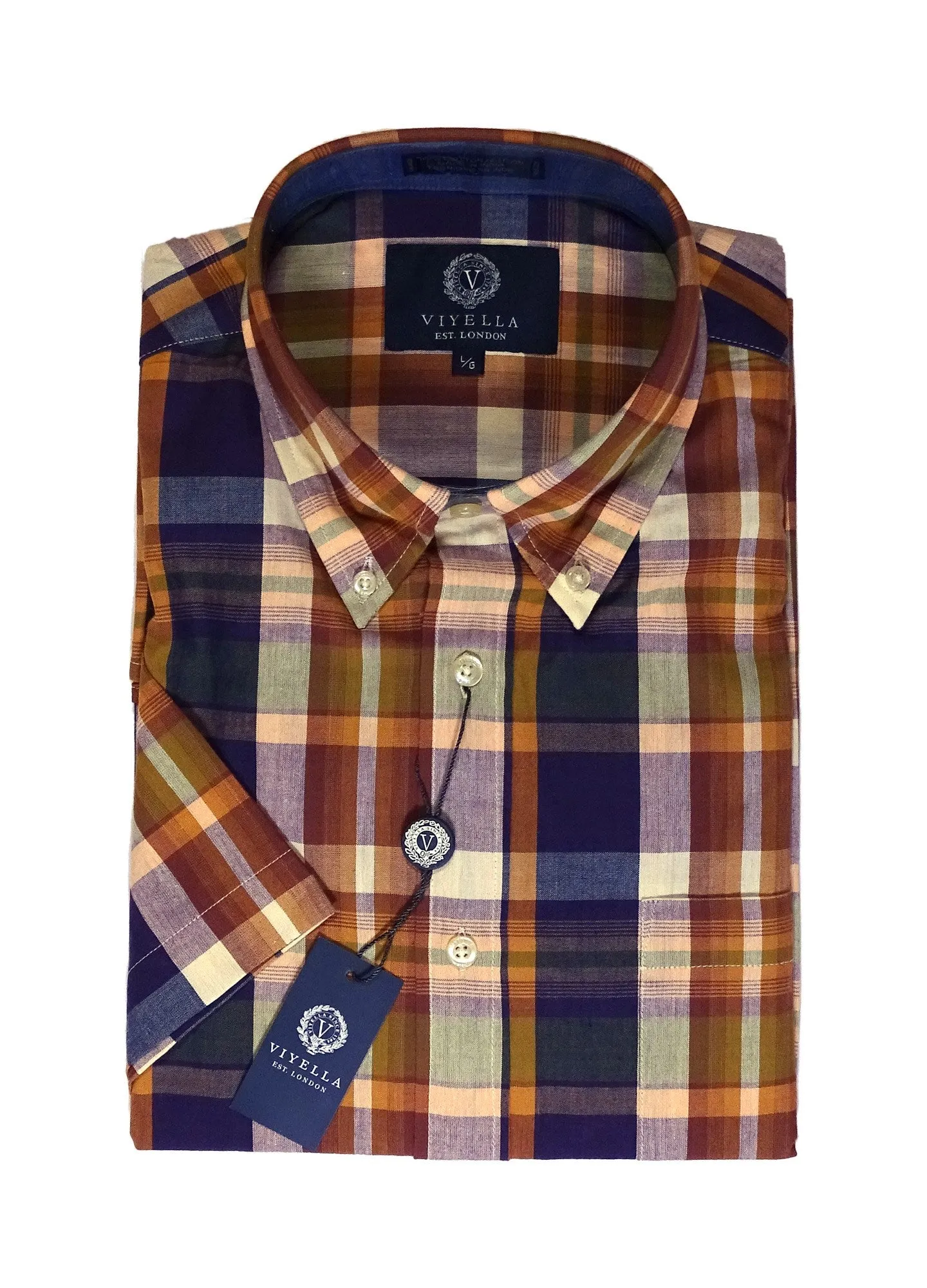 Viyella | 100% Cotton | Madras | Short Sleeve Shirt | Men's