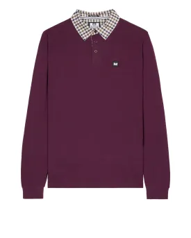 Walker Long Sleeve Polo Shirt Acai Berry/Mid House Check
