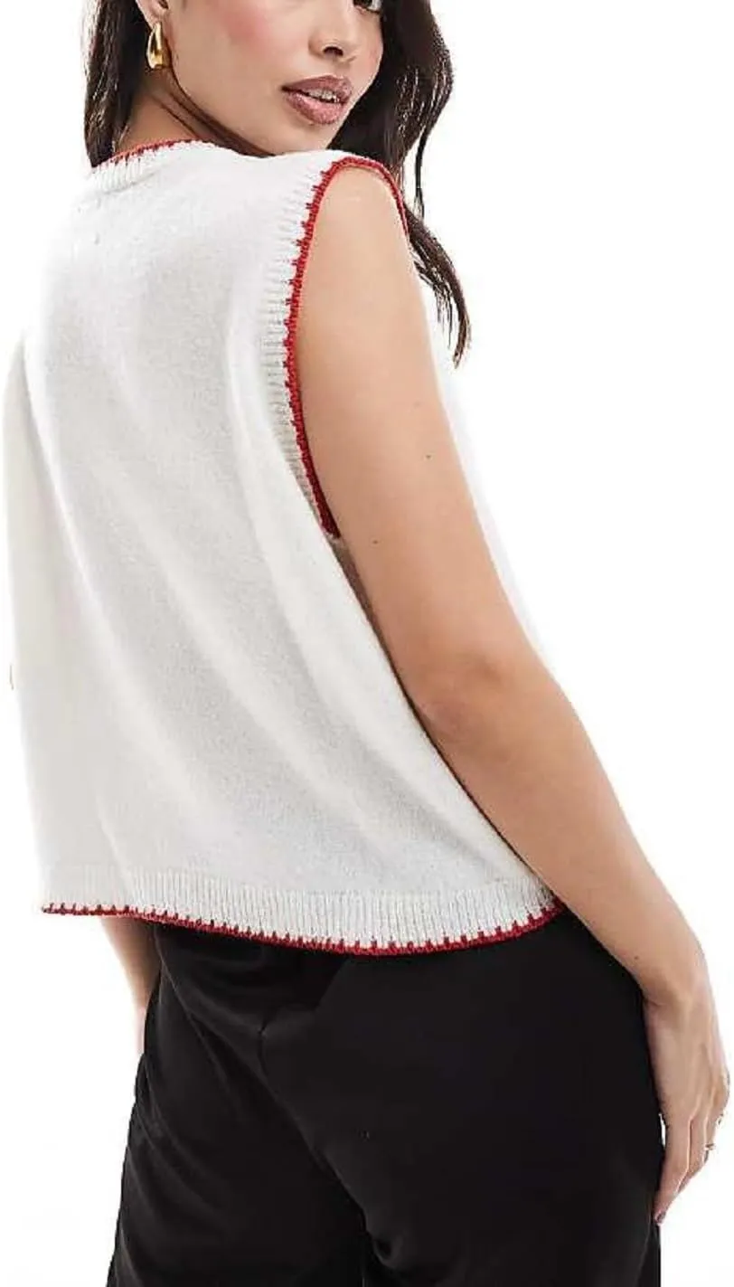 Women Graphic Sweater Vest Y2k Sleeveless Lobster Pullover Top Crew Neck Lightweight Fall Knit Tank Top