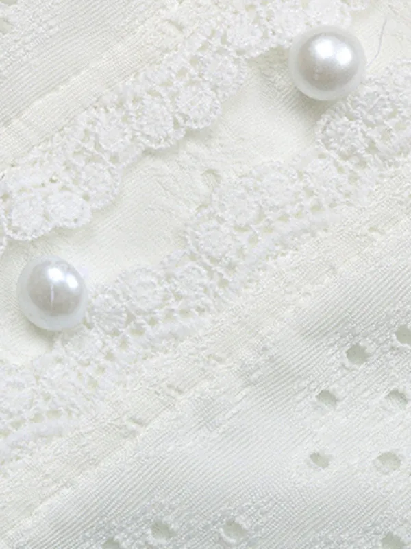 Women's Bohemian V-Neck Eyelet Romantic Short Sleeve Top