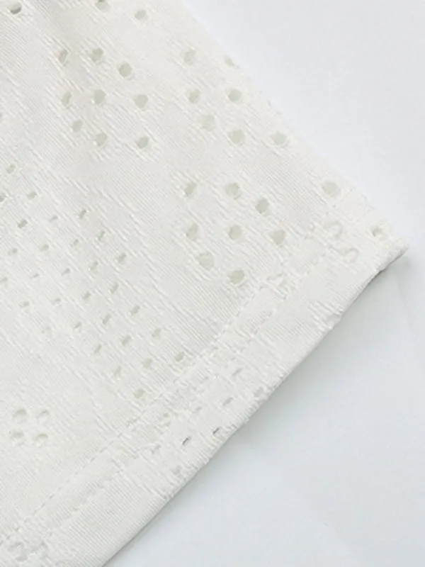 Women's Bohemian V-Neck Eyelet Romantic Short Sleeve Top