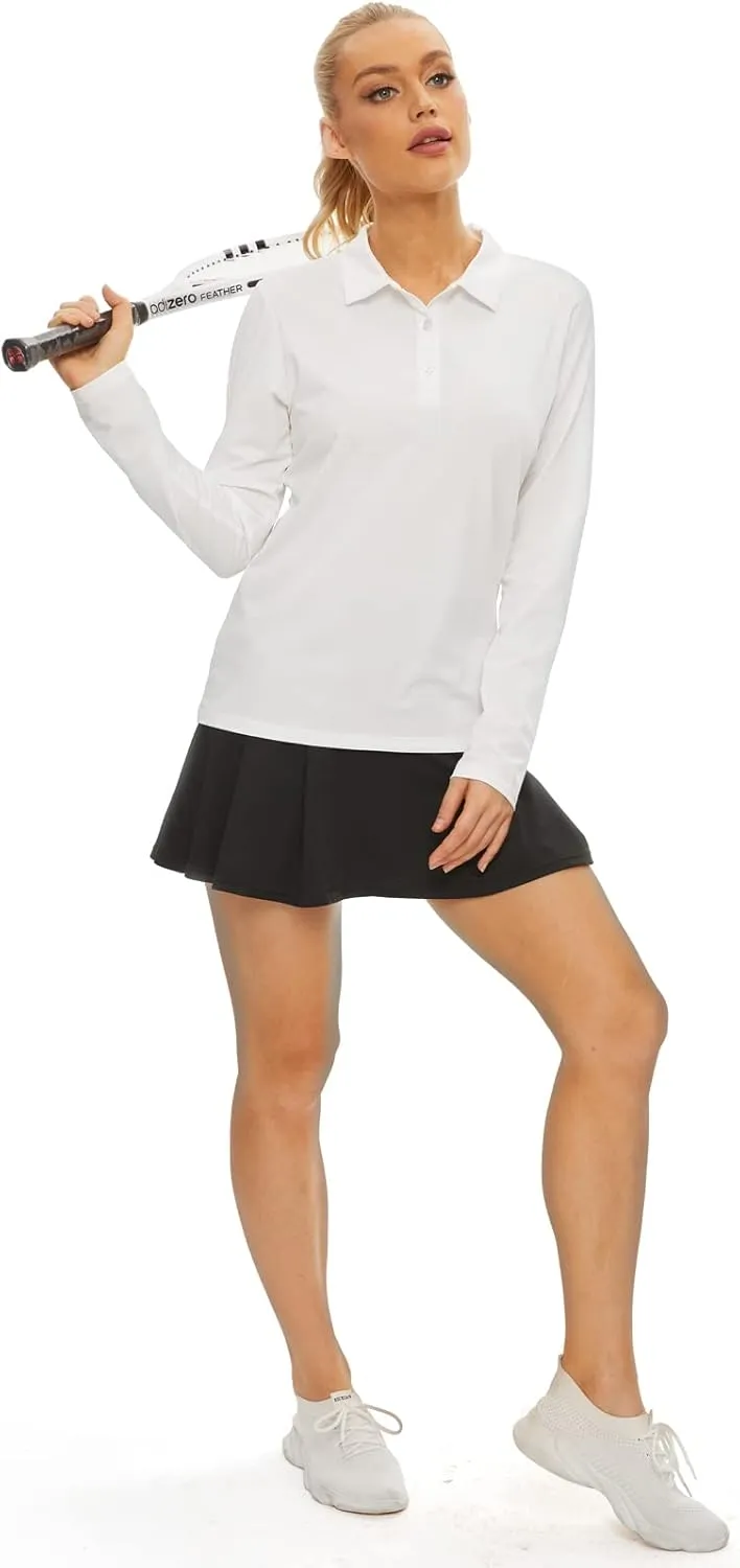 Women's Golf Shirt Long Sleeve Polo Shirt UPF50  Sun Protection Moisture Wicking Quick Dry Golf Polo Shirt