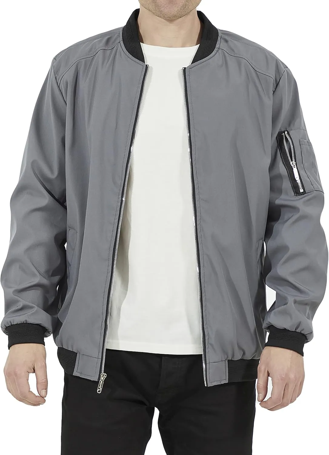 WULFUL Mens Casual Lightweight Jacket Softshell Flight Bomber Jacket Varsity Windbreaker